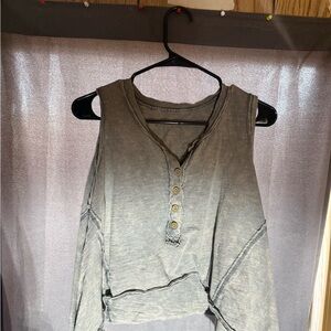 Stylish Gray Button-Up Women's Tank Top